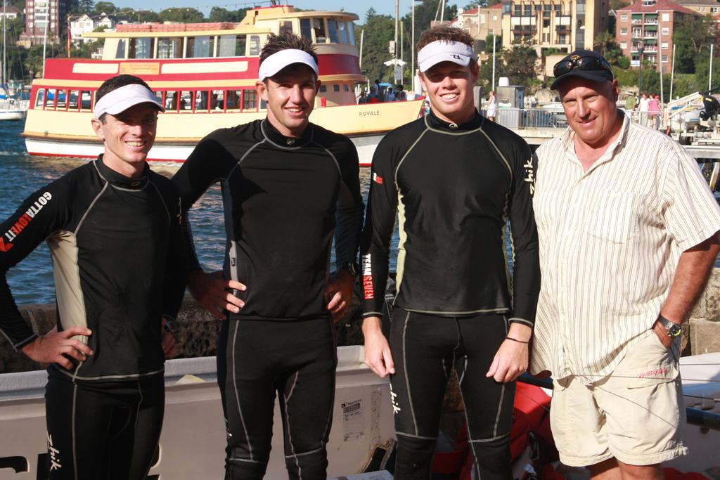 Scott, Seve, Sam and Iain Murray after winning JJ Giltinan in 2012 © Frank Quealey /Australian 18 Footers League http://www.18footers.com.au